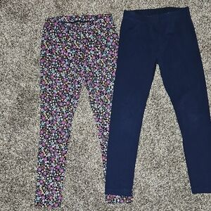 Girl's Floral and Navy Leggings Set